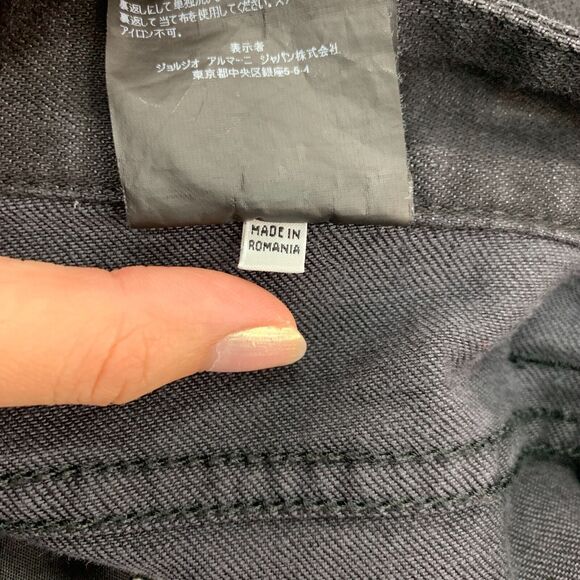 Armani Collezioni Jean Mens 30 Black Slim Fit Medium Waist Straight Tight Leg - Picture 12 of 15